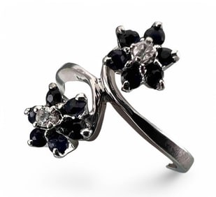 14K Diamond Blue Sapphire Ring