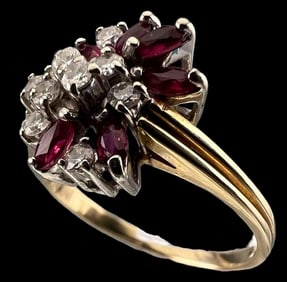 14K Diamond Ruby Cocktail Ring