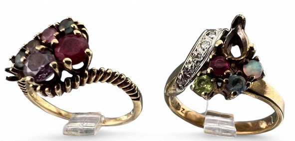 Two 10K Gem Set Rings