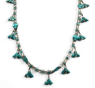 Chinese Enameled Silver Butterfly Necklace