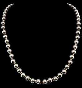 Vintage Mexican Sterling Silver Bead Necklace