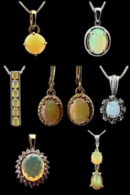 Lot Of Sterling Silver & Vermeil Opal Jewelry