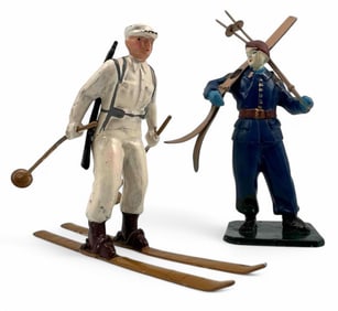 Britains No. 2017 Ski Trooper & Minkin French Scout Skier Toy Soldiers