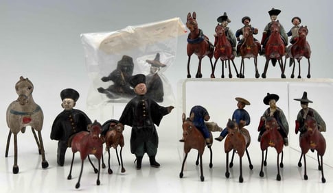 Unusual Antique Painted Terra Cotta Toy Figures