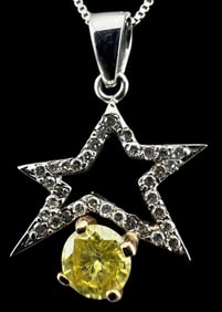 14K Yellow Diamond Star Necklace