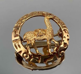 18K Yellow Gold Llama Pin