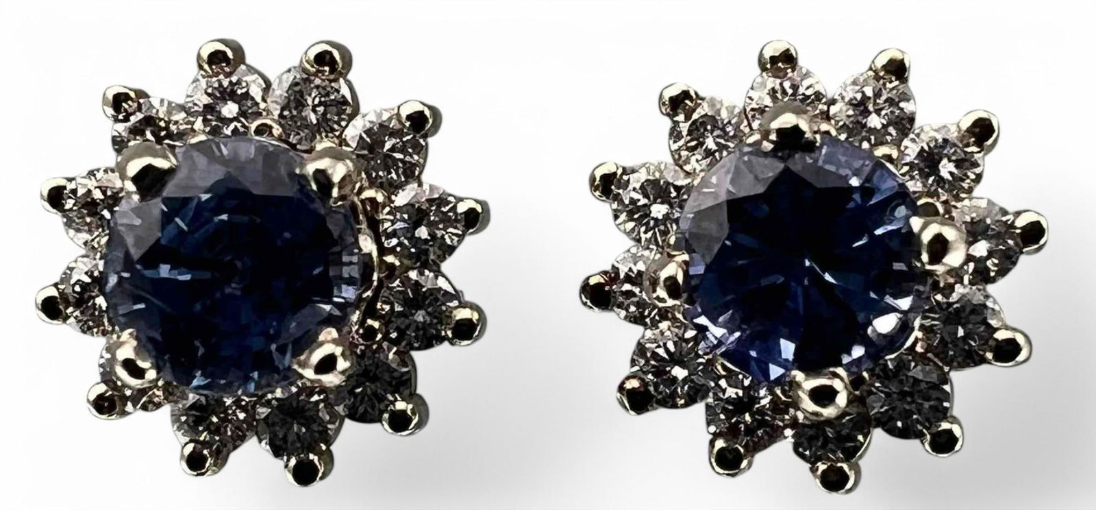 14K Blue Sapphire Diamond Earrings (1 of 8)