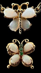 14K Opal Butterfly Necklace & Pin Or Pendant