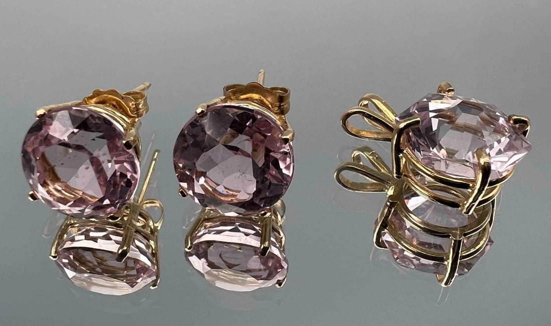 14K Pink Kunzite Pendant & Earrings (1 of 8)