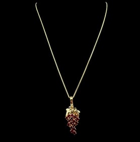 14K Ruby Diamond Grape Cluster Necklace