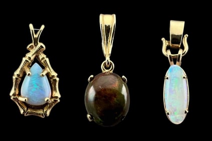 Three 14K Opal Pendants