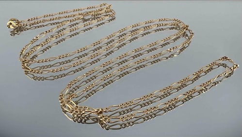18K Italian Yellow Gold Figaro Chain