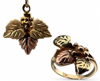 10K Black Hills Gold Ring & Pendant