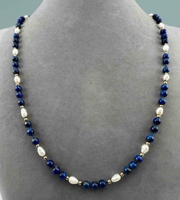 14K Lapis Freshwater Pearl Necklace