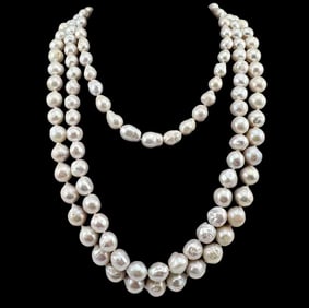 Three Large Baroque Freshwater Pearl Necklaces