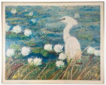 David Oliver, (California, Contemporary) Great Egret, Work On Canvas