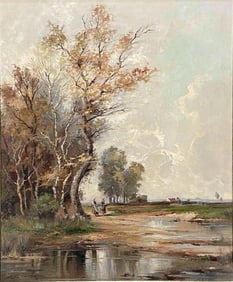 Klaus Richter (German, 1887-1948), Pastoral Scene, Oil On Canvas