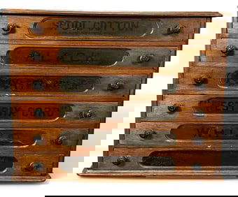 Antique Six Drawer Flat File Spool Cabinet
