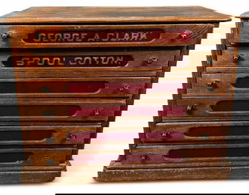 George A. Clark Etched Glass Flat File Spool Cabinet