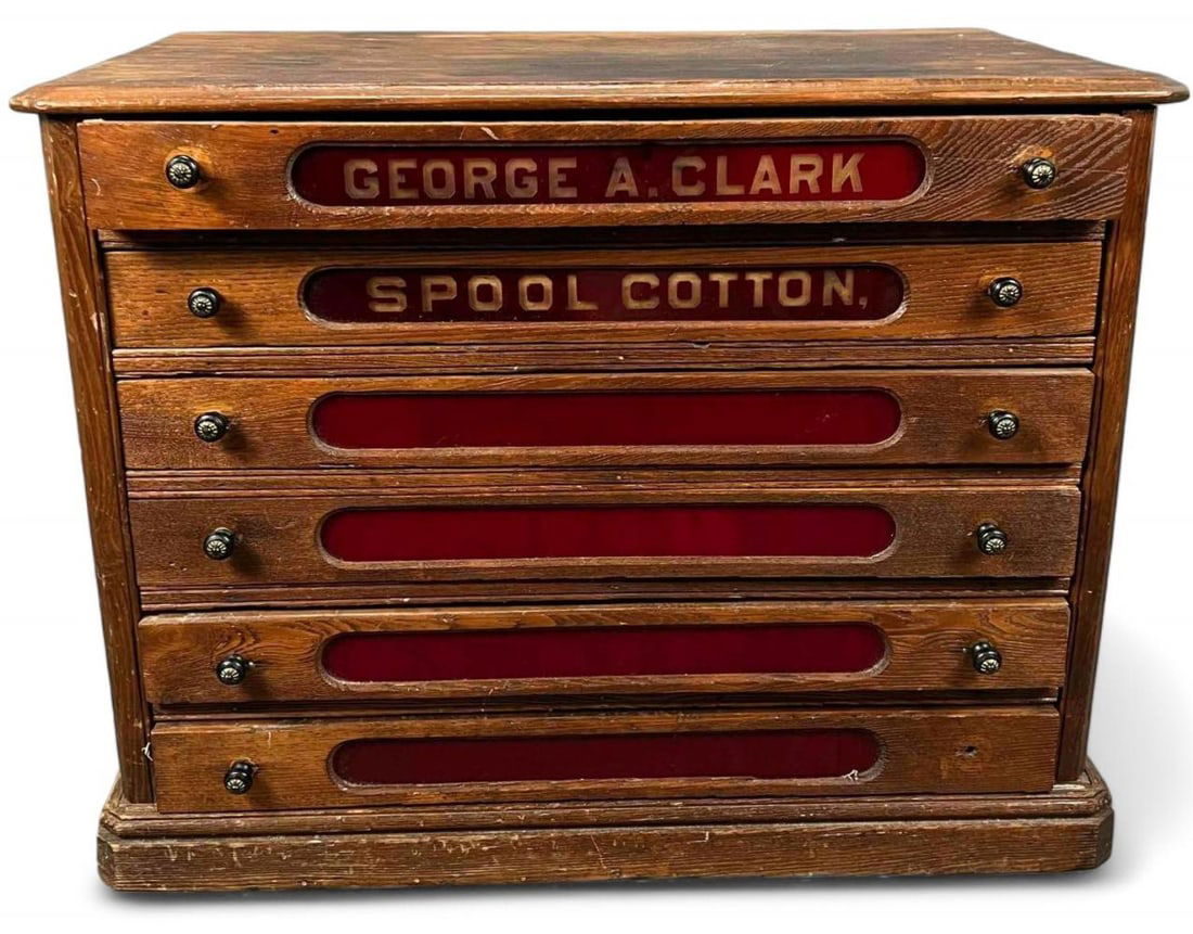 George A. Clark Etched Glass Flat File Spool Cabinet: George A. Clark Etched Glass Flat File Spool Cabinet. Approximately 28.75W x 21.75H x 19.75D in.
