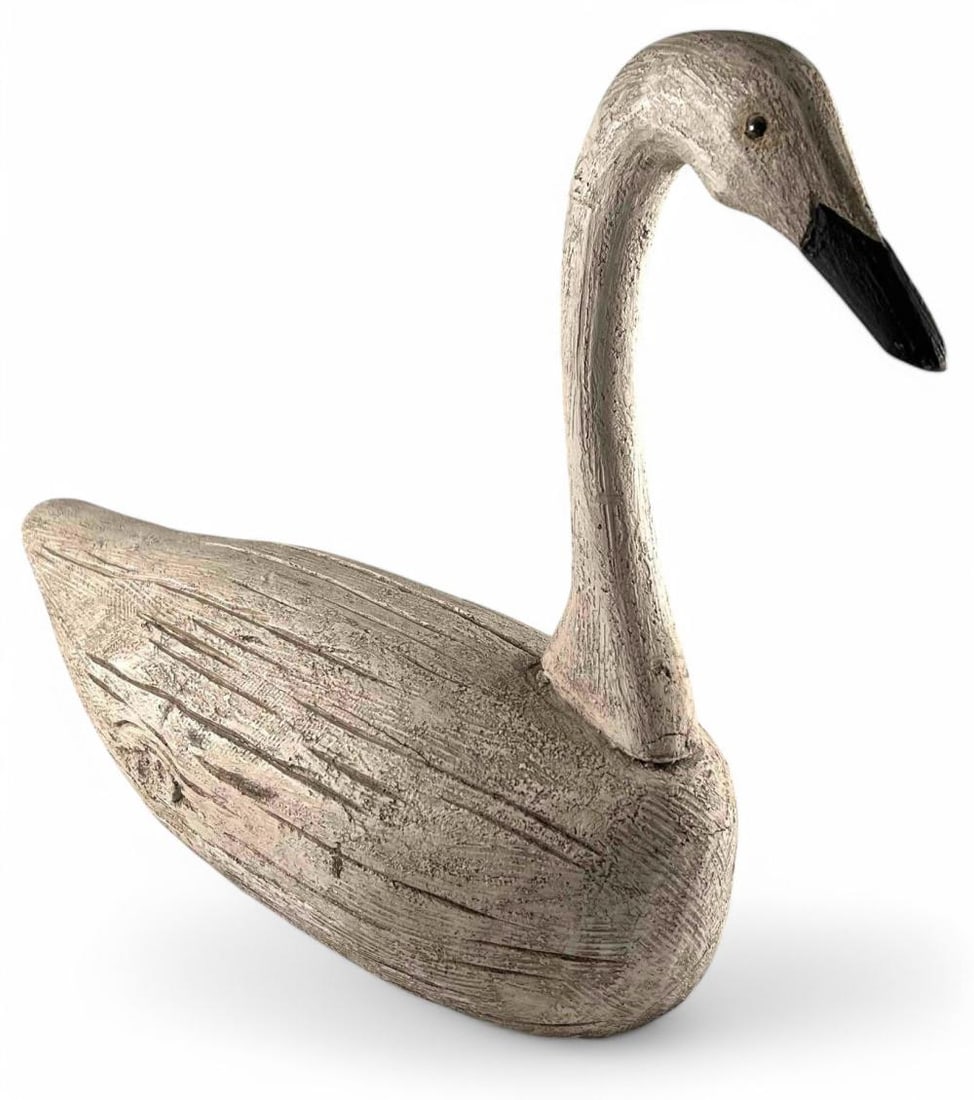Large Painted Wood Swan Decoy (1 of 10)