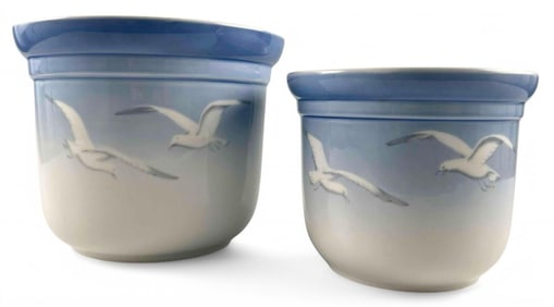 Two Bing & Grondahl Seagull Porcelain Jardinieres