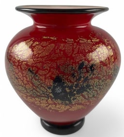 Michael Nourot, Gold Fleck Art Glass Vase