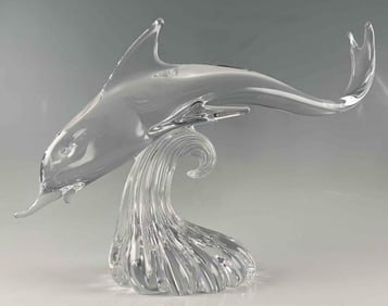 Large Italian Art Glass Dolphin Sculpture