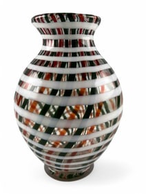 Twisted Cane Art Glass Vase