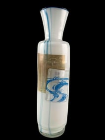 Japanese Inspired Fused Art Glass Vase