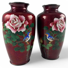 Pair Of Japanese Cloisonne Vases