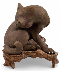 Chinese Shiwan Pottery Cat Figure