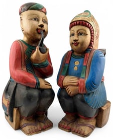 Pair Of Southeast Asian Palm Wood Figures
