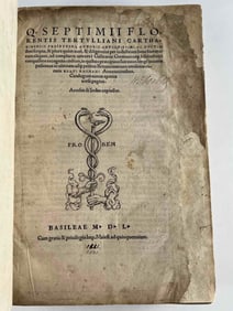 Q. Septimii Florentis Tertulliani Carthaginensis Presbyteri, Johann Froben, 16th C.