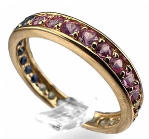 14K Multicolored Sapphire Eternity Ring