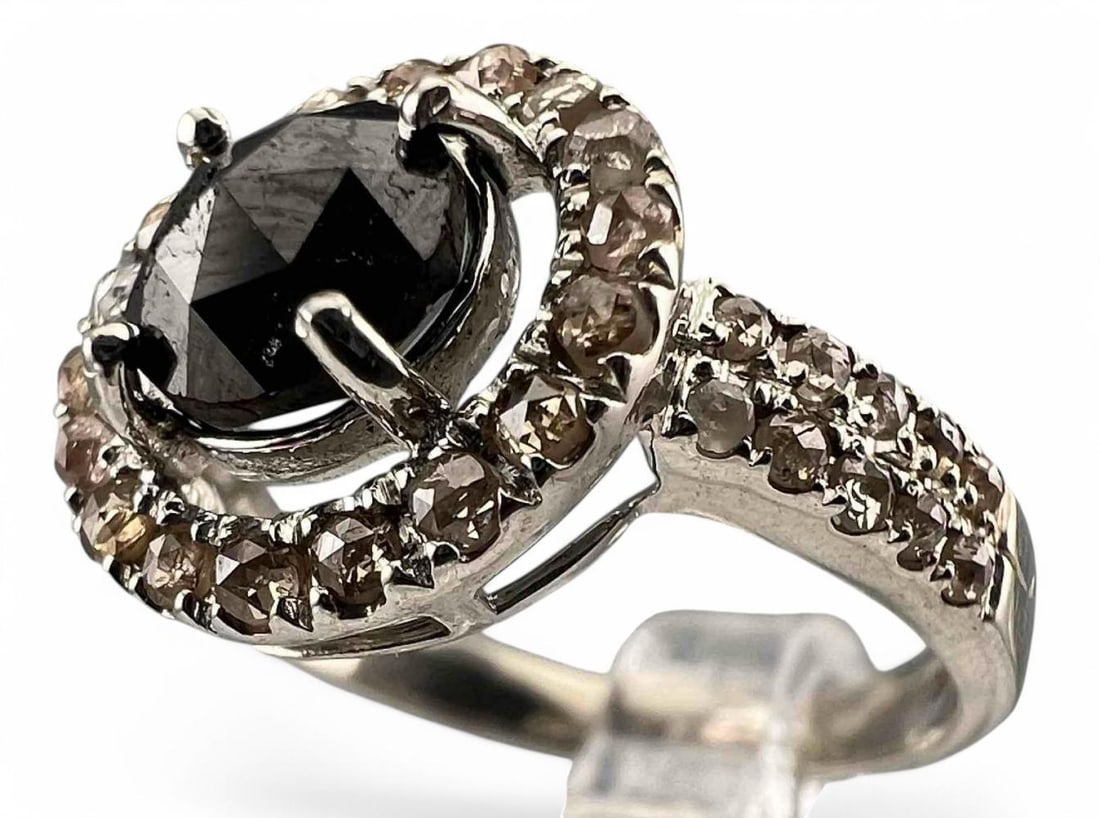 14K Black Diamond Halo Ring (1 of 6)