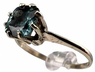 14K White Gold Blue Sapphire Solitaire Ring