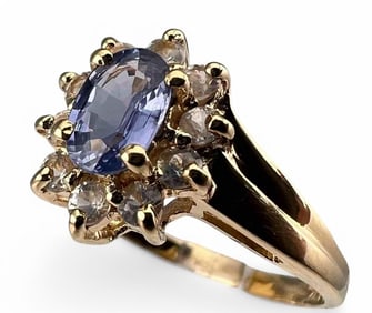 14K Blue & White Sapphire Ring