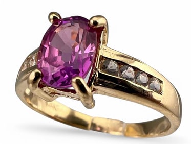14K Pink & White Sapphire Ring