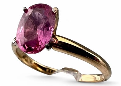 14K Pink Sapphire Solitaire Ring