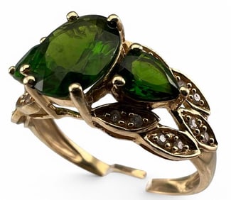 14K Chrome Diopside Diamond Ring