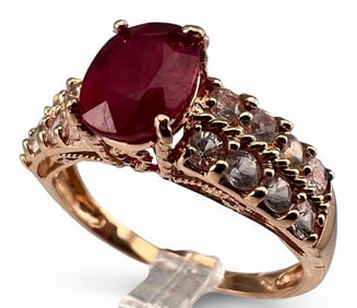 14K Pink & White Sapphire Ring