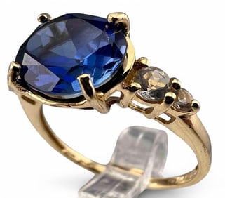 14K Blue & White Sapphire Ring