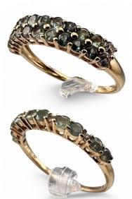 Two 14K Green & White Sapphire Rings