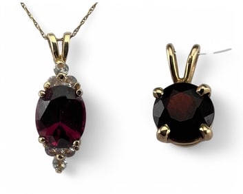 14K Garnet Necklace & Pendant