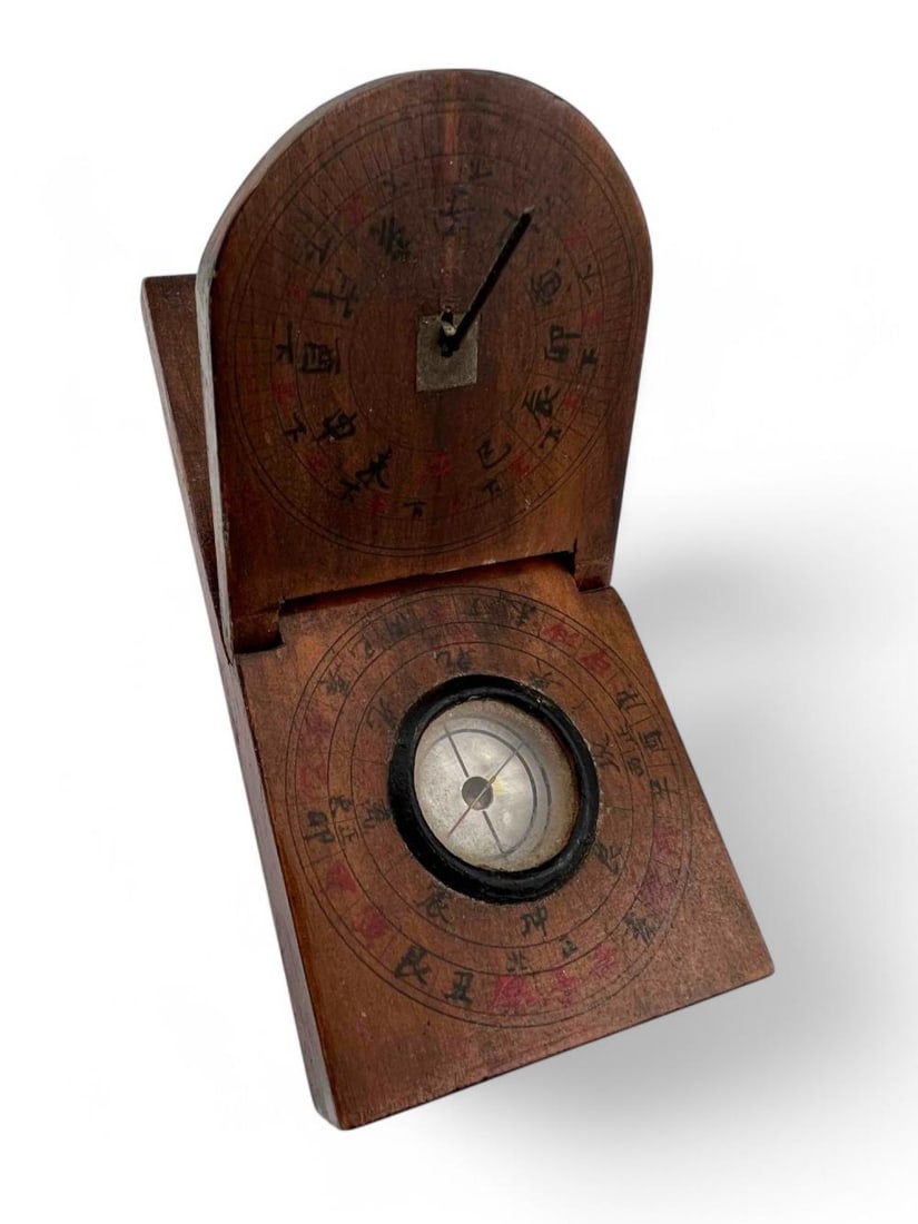 Chinese Ritual Sundial Compass: Chinese Ritual Sundial Compass. Approximately 4.5L x 2.125W x 0.625D in.