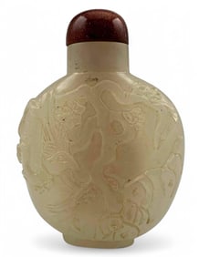 Chinese Mutton Fat Jade Carved Snuff Bottle