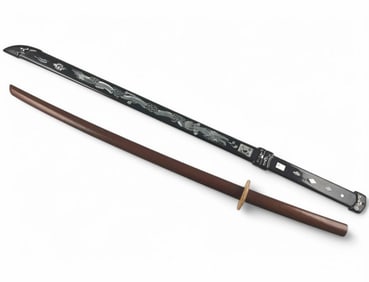 20th C. Bokken & Mother of Pearl Inlay Korean Sword