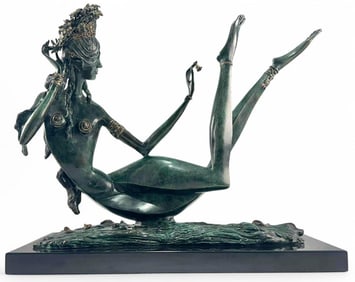 Ji Cheng (Chinese, 1905-2005), Night In The Orient, Patinated Bronze Sculpture