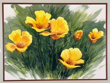 Ralph Baker (American, 1908-1976), California Poppies, Watercolor